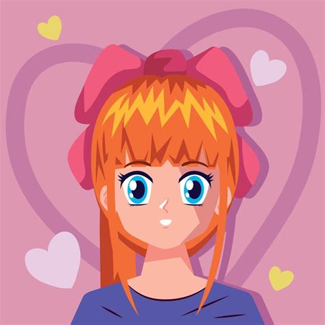 anime redhead girl with hearts 10478762 vector art at vecteezy