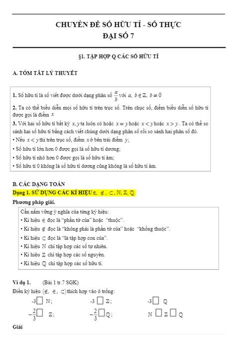 Phương pháp giải các dạng toán chuyên đề số hữu tỉ số thực THCS