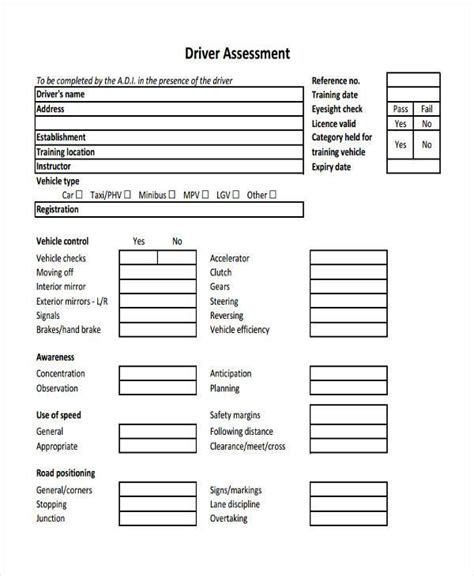 Printable Osha Driver Assessment Forms Printable Forms Free Online