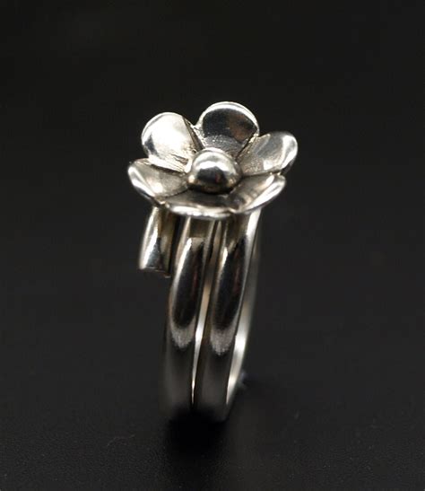 Flowers Ring Adjustable Sterling Silver 925 Flowers Ring Etsy