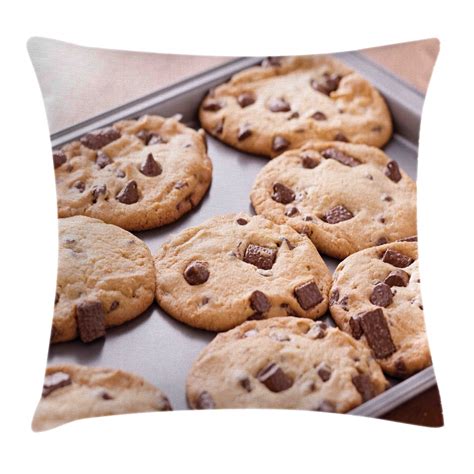 Cookie Throw Pillow Cushion Cover Chocolate Chip Snacks On A Tray