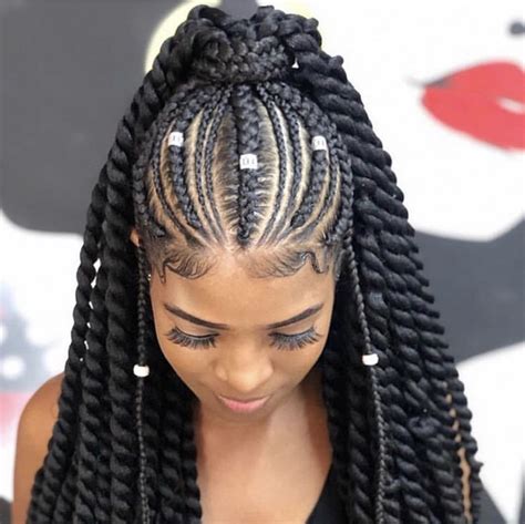 How long should hair be for cornrows? Pinterest Royaltyanaa | African braids hairstyles, Girls hairstyles braids, Braided ponytail ...