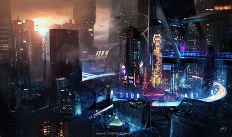 Cyberpunk Views Marina Ortega Futuristic City Cyberpunk City Sci