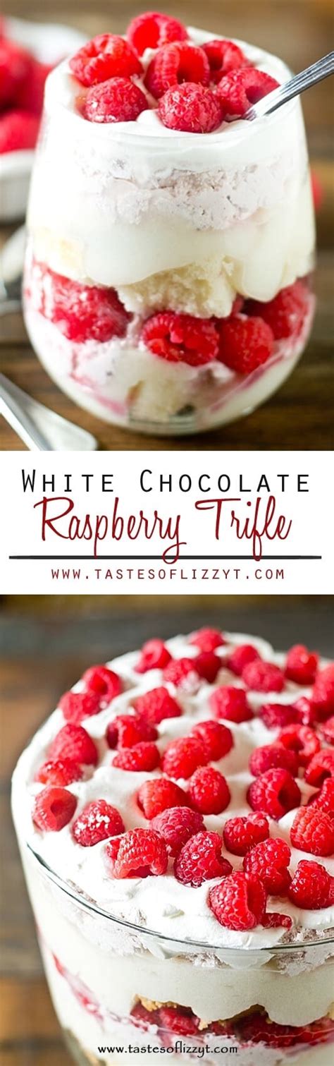 Serve slices of white chocolate raspberry loaf cake with more fresh berries for a fancy finishing touch. White Chocolate Raspberry Trifle - Tastes of Lizzy T's
