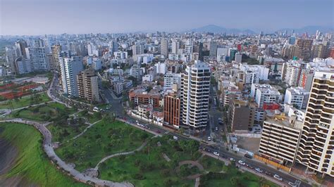 Vista Aérea De Miraflores De Lima Perú Cosatline Paisaje Urbano Foto De