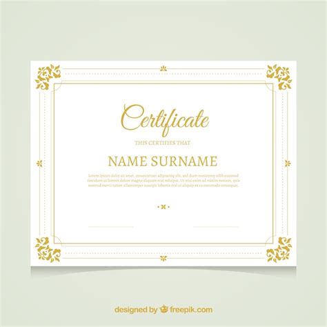 Free Vector Golden Certificate Template