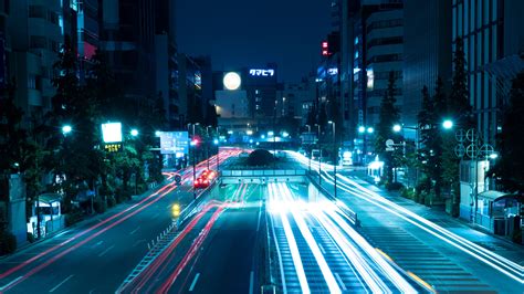 Download Wallpaper 3840x2160 Night City Road Light City Lights Tokyo Japan 4k Uhd 16 9 Hd