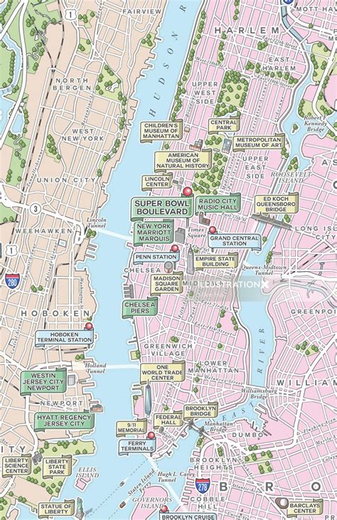 New York And North Jersey Illustrated Map Illustrated Map