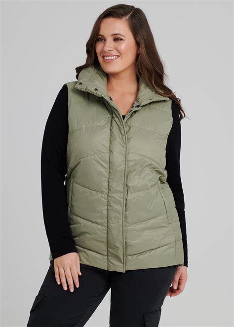Shop Plus Size The Versatile Puffer Vest In Green Taking Shape Au