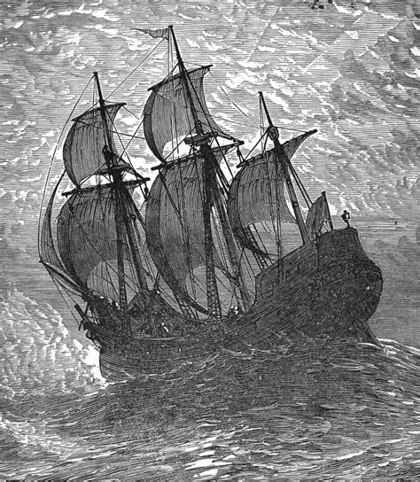 History Illustrations The Mayflower At Sea