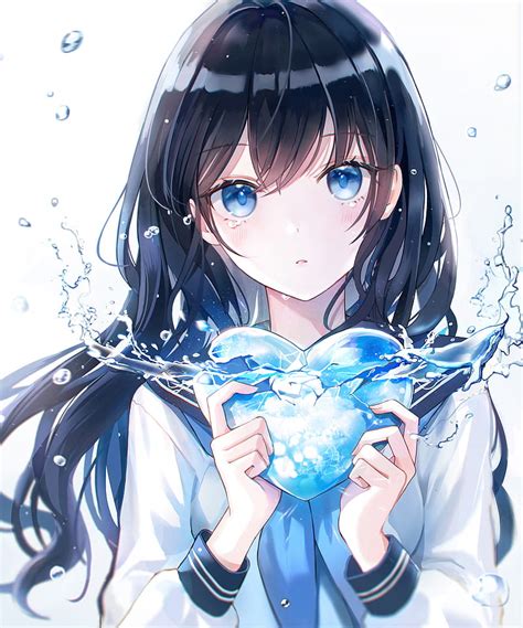 Anime Anime Girls Iren Lovel School Uniform Black Hair Blue Eyes