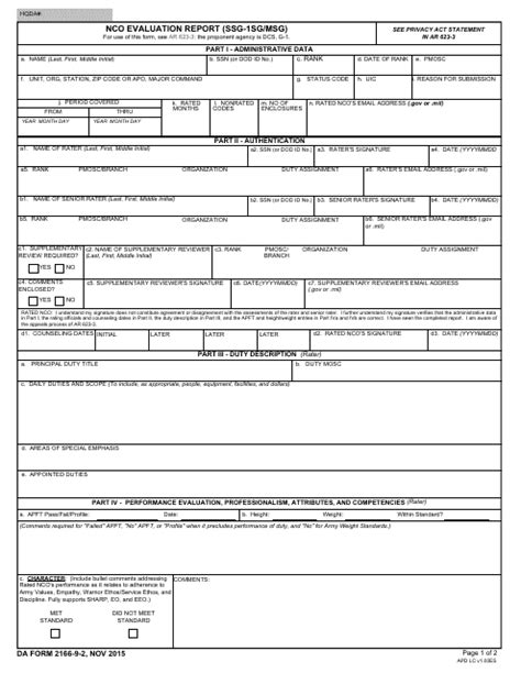 Da Form 2166 9 2 Fill Out Sign Online And Download Fillable Pdf