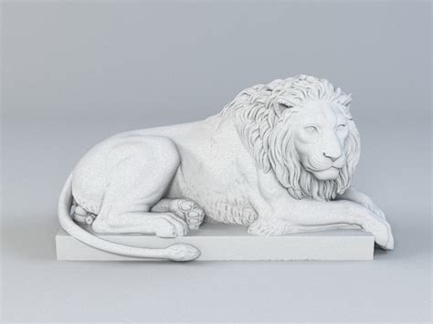 Laying Lion Statue Garden Sculpture 3d Model 3ds Maxobject Files Free