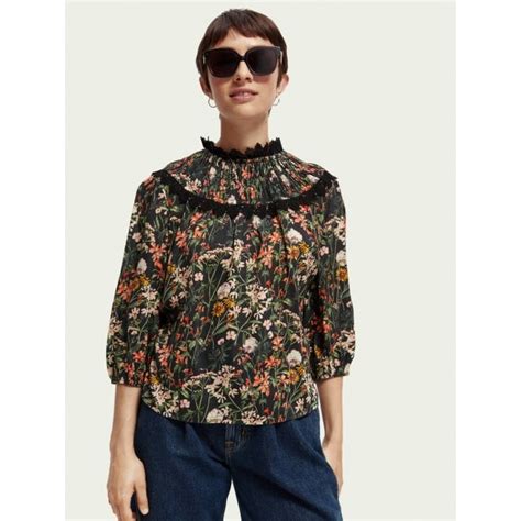 Scotch And Soda Printed Smock Top Womens Shirts And Blouses Oandc Butcher