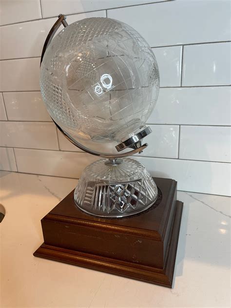 Waterford Crystal World Globe With A Wooden Stand Etsy