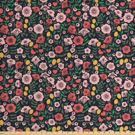 Flower Fabric By The Yard Upholstery Continuous Colorful Spring