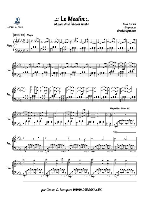 (PDF) Le Moulin - Yann tiersen (Partitura Piano) | Valeria ...