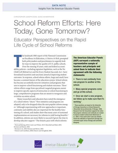 Pdf School Reform Efforts Here Today Gone Tomorrow Educator