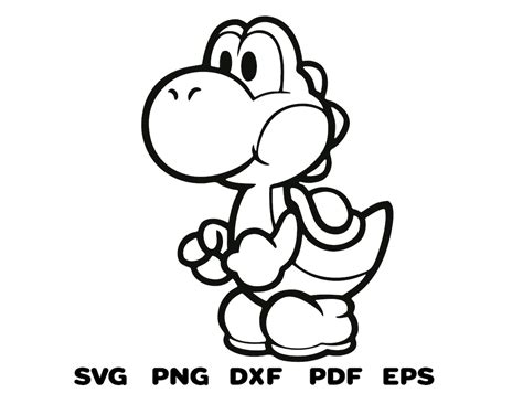 Super Mario Yoshi Yoshi Outline Svg Png Dxf Cricut Etsy