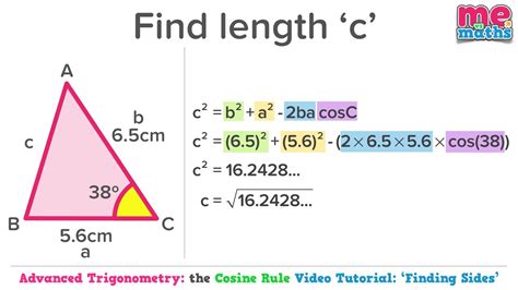 Using The Cosine Rule To Find Sides Advanced Trigonometry Tutorial