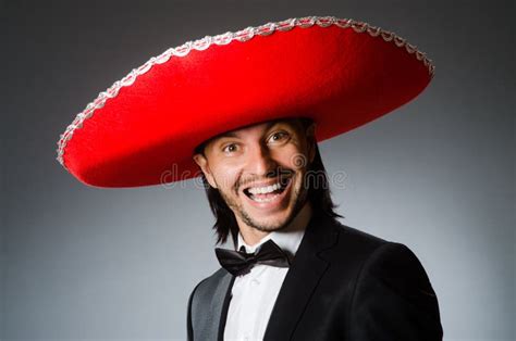 The Young Mexican Man Wearing Sombrero Stock Image Image Of Latin