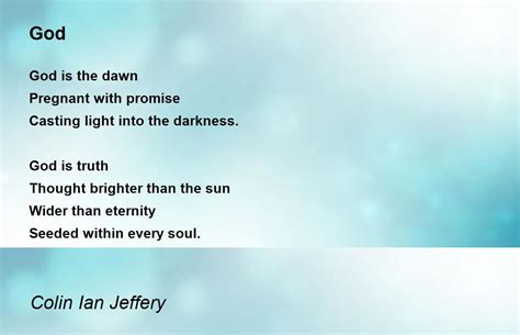 God God Poem By Colin Ian Jeffery
