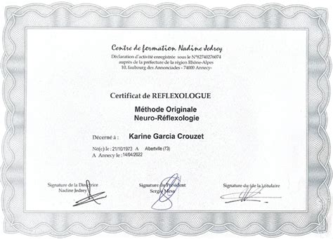 Diplome Neuro Reflexologue Réflexologie Karine Annecy Et Les Alentours