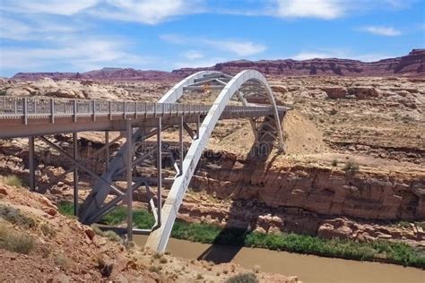 Hite Crossing Steel Bridge Across Canyon Of Colorado River In Utah Usa