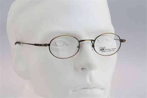 Vintage Oval Eyeglasses 532 Col 6 90s Unisex Titanium Small Oval Optical Frame Nos Oval