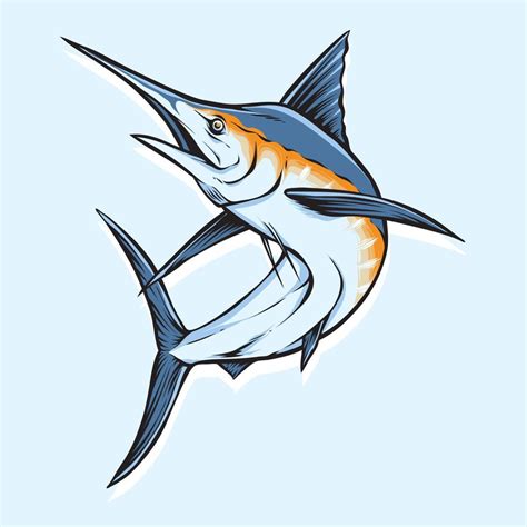Blue Marlin Fish Jumping Vector Logo 5131252 Vector Art At Vecteezy