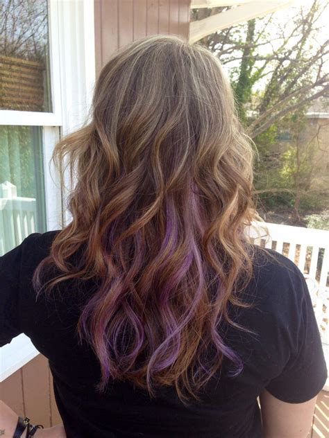Pastel Purple Highlights On Dark Blonde Curly Hair Purple Hair