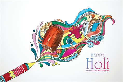 Beautiful Artistic Doodle For Happy Holi Colorful Card Design 6249745