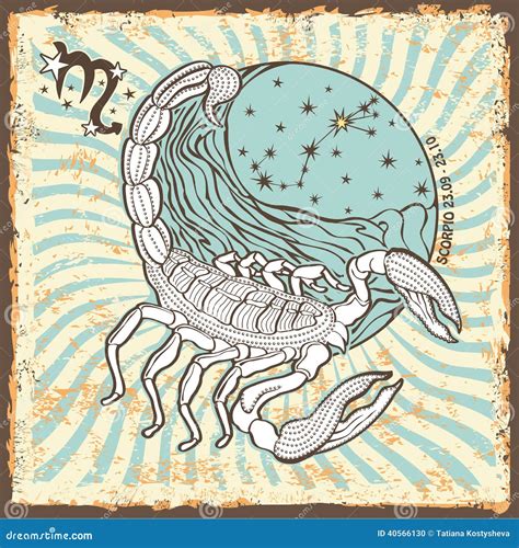 Scorpio Zodiac Signvintage Horoscope Card Stock Vector Image 40566130