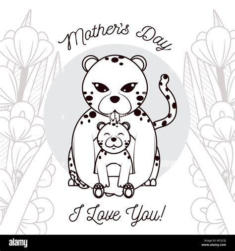 Happy Mothers Day Card With Cute Animals Stock Vector Image And Art Alamy