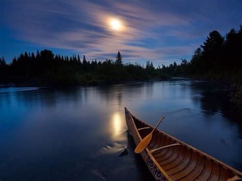 Peaceful Night River Boat Scenic Scenery