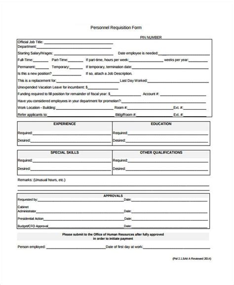 Staff Requisition Form Template DocTemplates