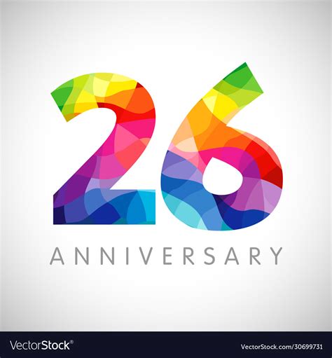 26 Anniversary Colorful Facet Logo Royalty Free Vector Image