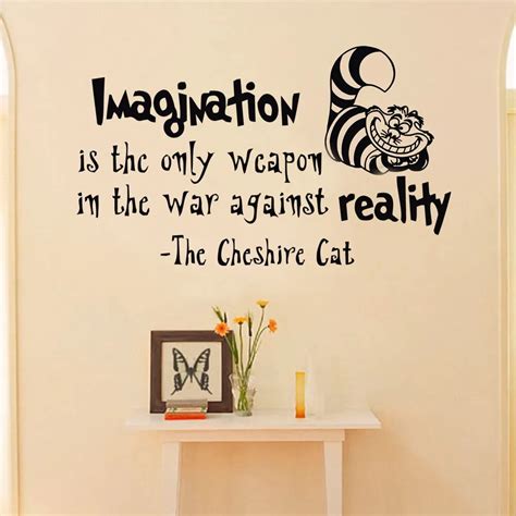 alice in wonderland wall decal quote imagination is the only weapon cheshire cat vinyl stickers