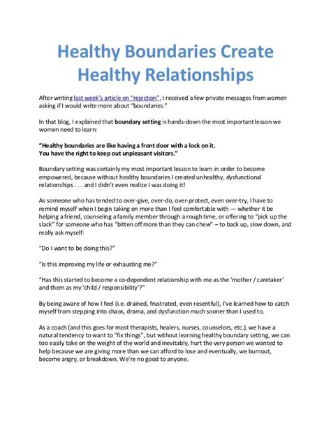 Healthy Boundaries Create Healthy Relationships Healthy