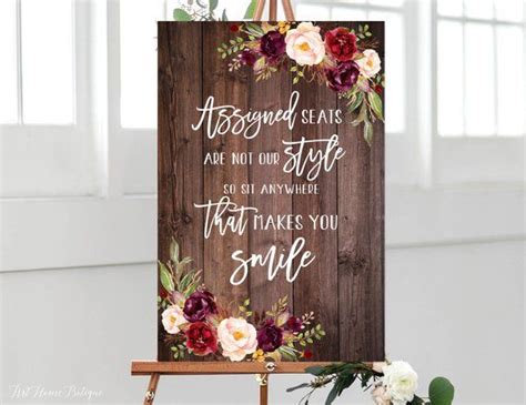 Assigned Seats Sign Assigned Seats Are Not Our Style So Sit Etsy Rustic Wedding Signs
