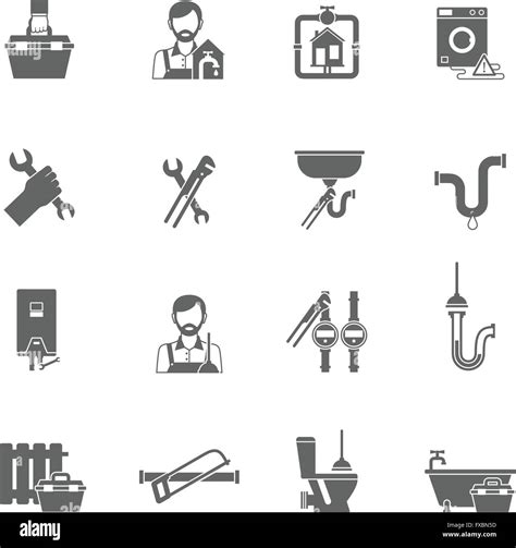 Plumber Icons Black Stock Vector Image And Art Alamy