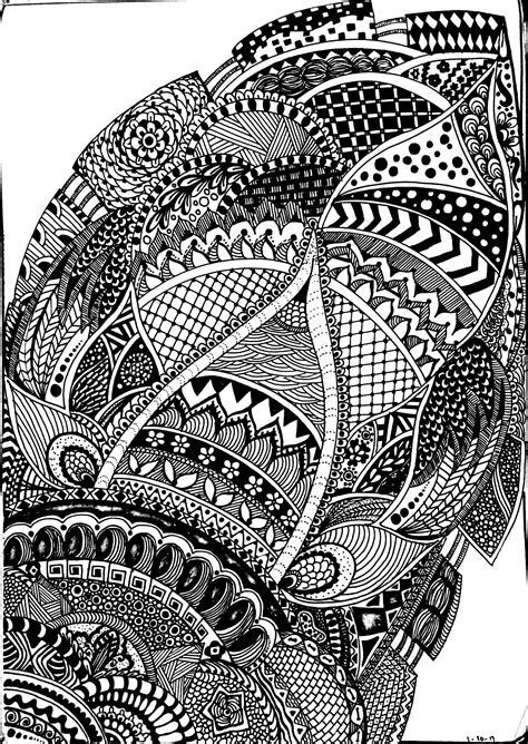 Intricate Drawing Petals Leaves Hand Drawn Zentangle Artwork How