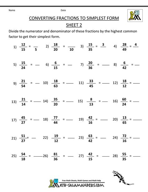 Can anyone please give me hints how to do it. Simplifying Fractions Worksheets 6th Grade