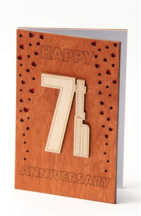 Happy 7th Anniversary Card T For Seven Years Seventh 7 Year Etsy