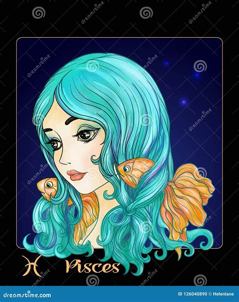 Pisces Zodiac Sign A Young Beautiful Girl In The Form Of One Of The