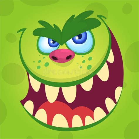 Cartoon Monster Face Vector Halloween Happy Monster Square Avatar