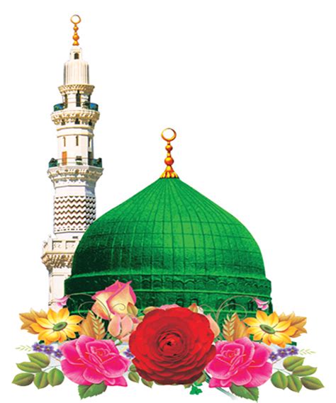 Badshahi mosque sultan ahmed mosque umayyad mosque sultan salahuddin abdul aziz mosque, masjid, building, monochrome, medieval architecture png. Masjid Nabvi With Flowers PNG Image | PNG HOME PNG