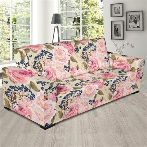 Floral Pink Butterfly Print Sofa Slipcover Jtamigocom