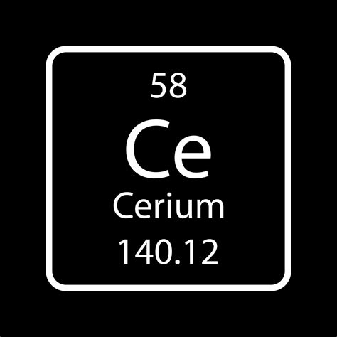 símbolo de cerio elemento químico de la tabla periódica ilustración