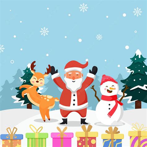 Premium Vector Merry Christmas Santa Claus Illustration Reindeer And